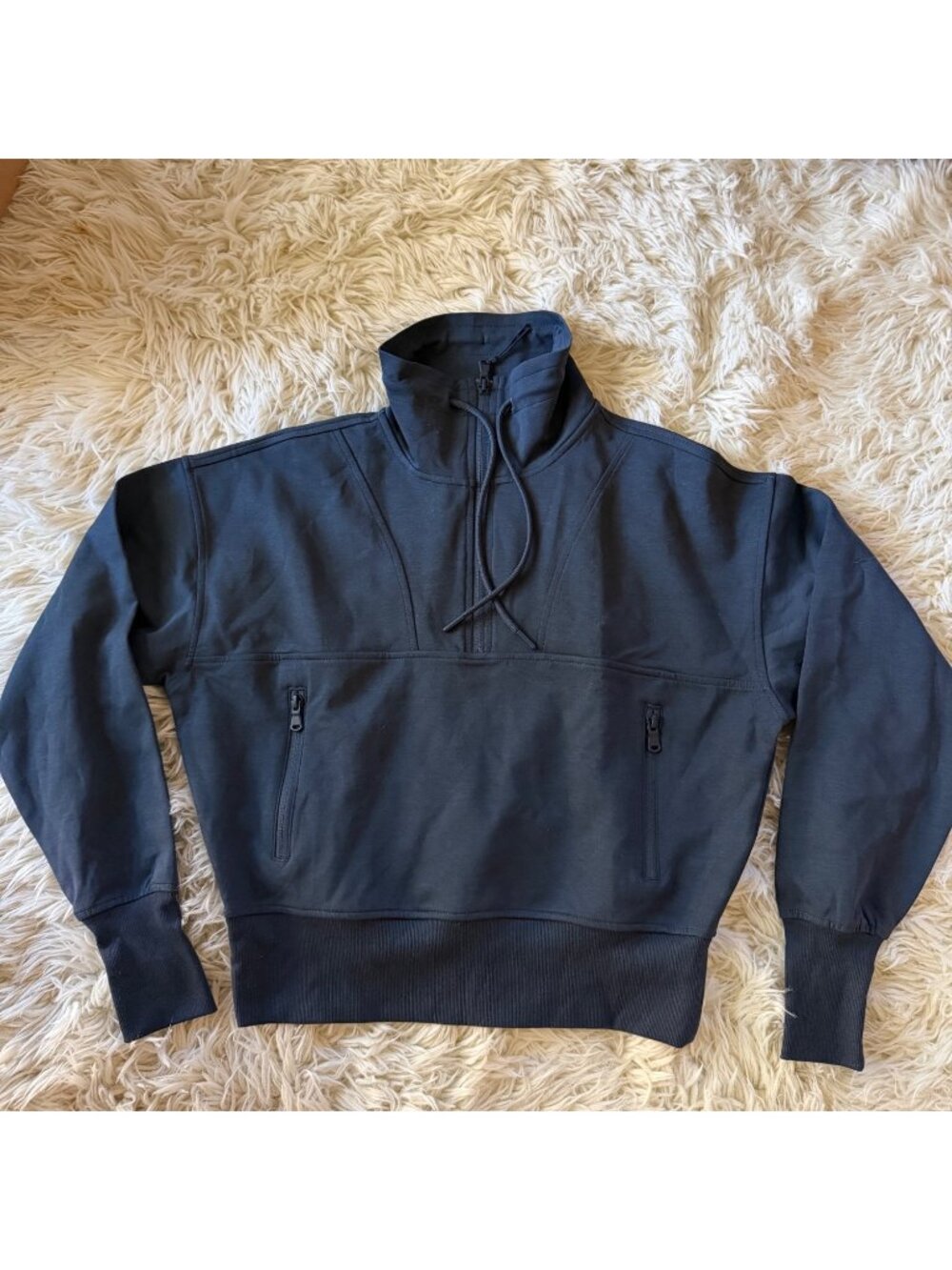Old Navy Active Dynamic Fleece Pullover Sweatshirt S Navy Zip Pockets High Neck